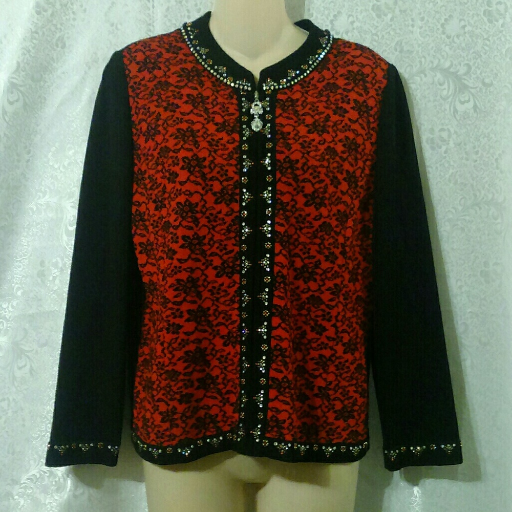 Escalier Rhinestone Embellished Print Cardigan *